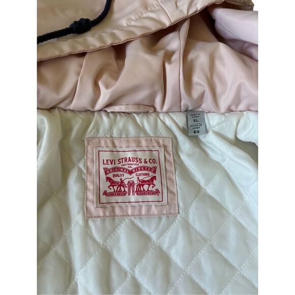 Levi's High Pile Fleece Hooded Zip Jacket Cream Pink XL - Picture 4 of 14